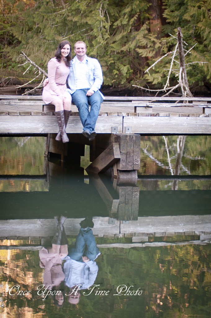 engagement photo on bridge over water with reflection | bexbernard.com