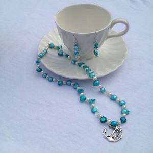 Teal anchor necklace earrings  etsy | bexbernard.com