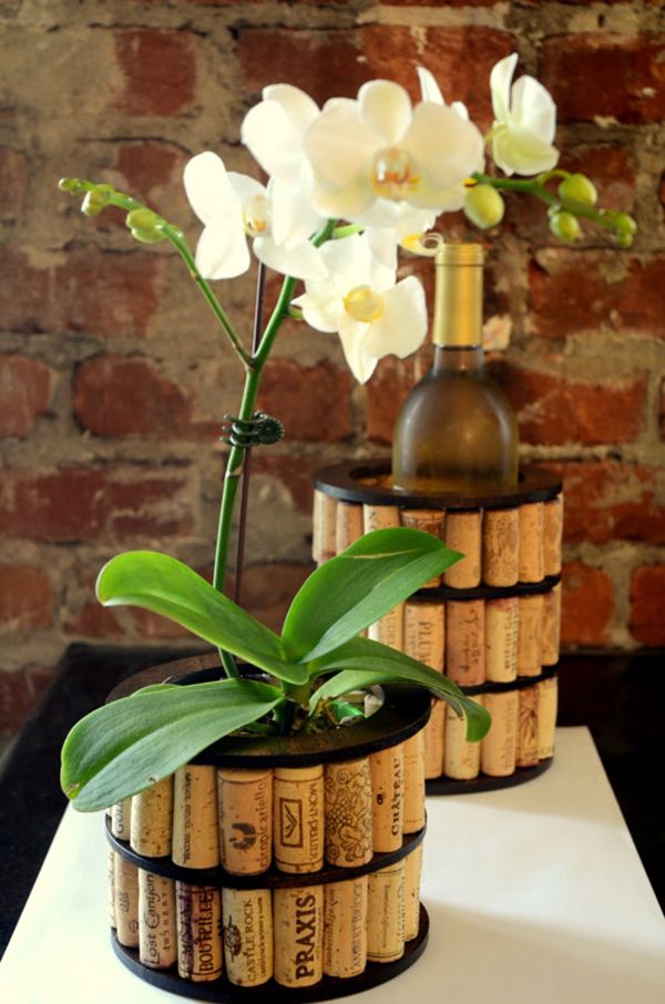 Recycled wine cork vase