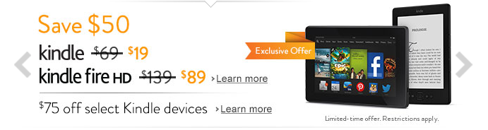 Amazon Kindle $50 Off