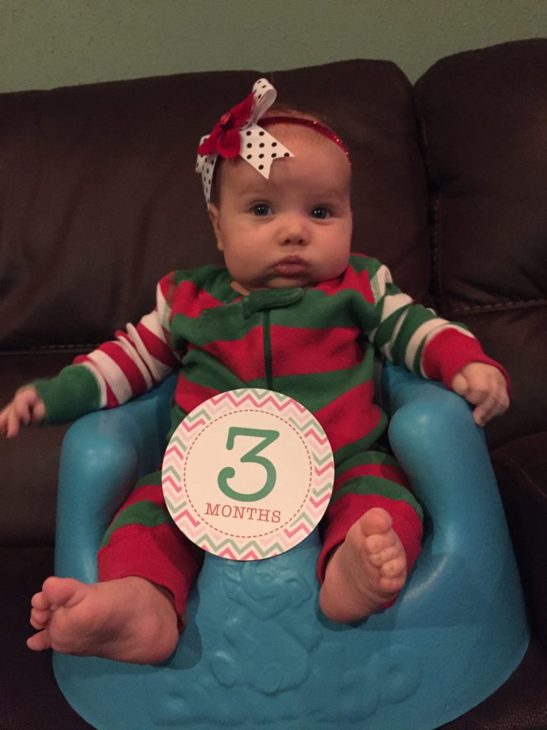 3 month old baby girl / infant in christmas outfit