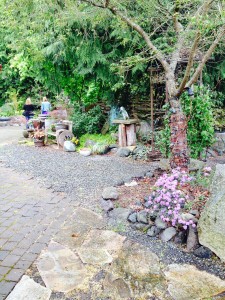 camaraderie wine cellars yard. backyard diy ideas for garden. flowers, path, stones, bird bath | bexbernard.com