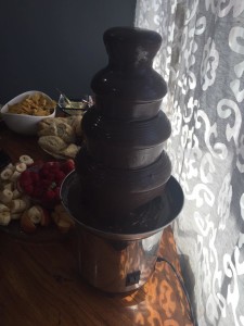 Tea party baby shower chocolate fondue fountain | bexbernard.com
